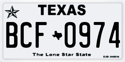 TX license plate BCF0974
