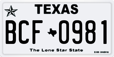 TX license plate BCF0981