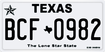 TX license plate BCF0982