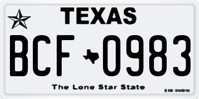 TX license plate BCF0983