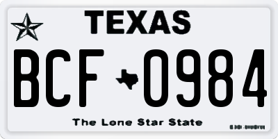 TX license plate BCF0984