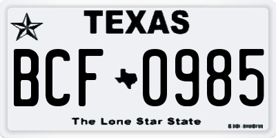 TX license plate BCF0985