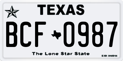 TX license plate BCF0987