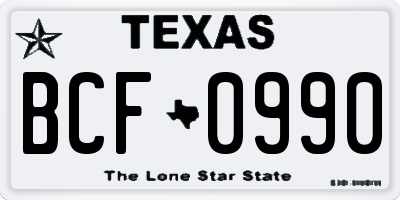 TX license plate BCF0990