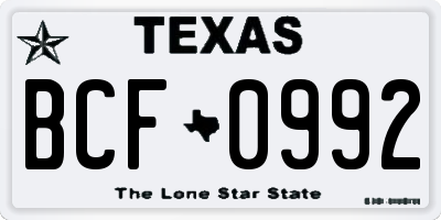TX license plate BCF0992