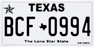 TX license plate BCF0994