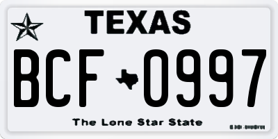 TX license plate BCF0997