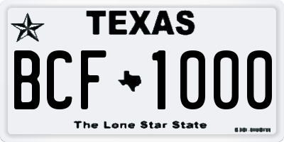 TX license plate BCF1000