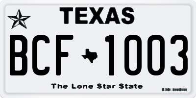 TX license plate BCF1003