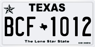TX license plate BCF1012