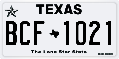 TX license plate BCF1021