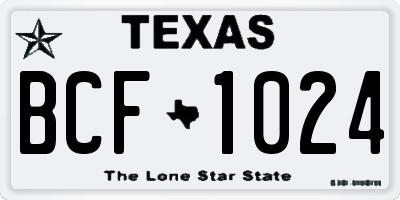 TX license plate BCF1024