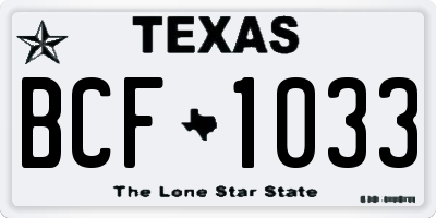 TX license plate BCF1033