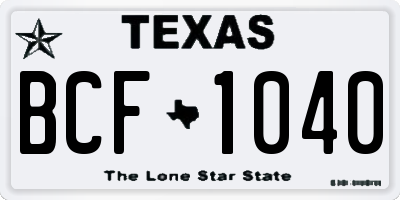 TX license plate BCF1040