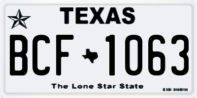 TX license plate BCF1063