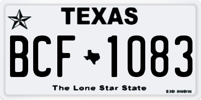 TX license plate BCF1083