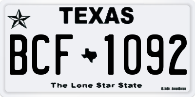 TX license plate BCF1092