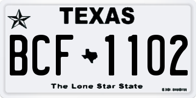 TX license plate BCF1102