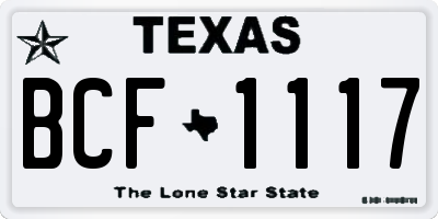 TX license plate BCF1117