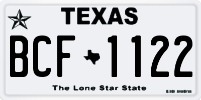 TX license plate BCF1122