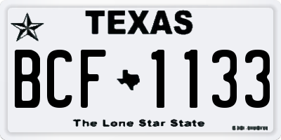 TX license plate BCF1133
