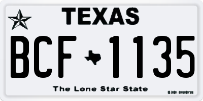 TX license plate BCF1135