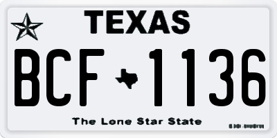 TX license plate BCF1136