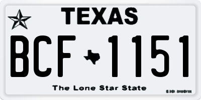 TX license plate BCF1151