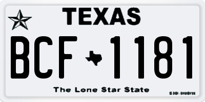 TX license plate BCF1181