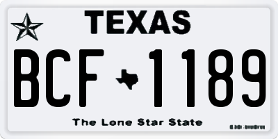 TX license plate BCF1189