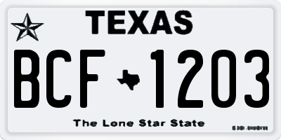 TX license plate BCF1203