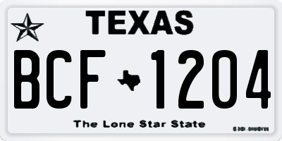 TX license plate BCF1204