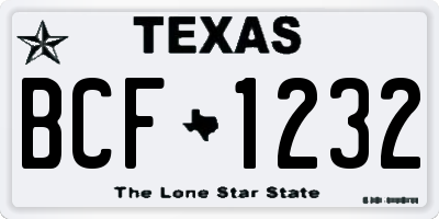 TX license plate BCF1232