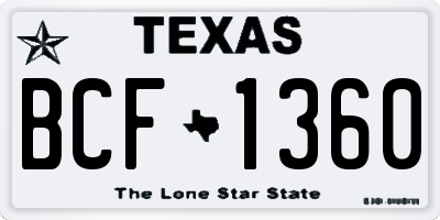 TX license plate BCF1360