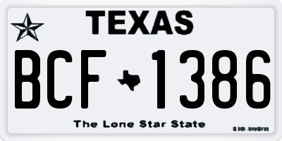 TX license plate BCF1386