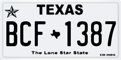 TX license plate BCF1387