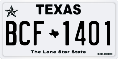 TX license plate BCF1401