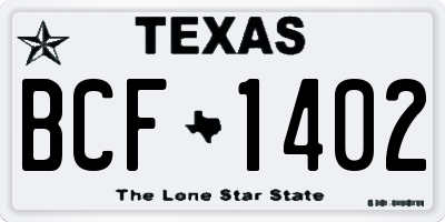 TX license plate BCF1402