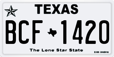 TX license plate BCF1420
