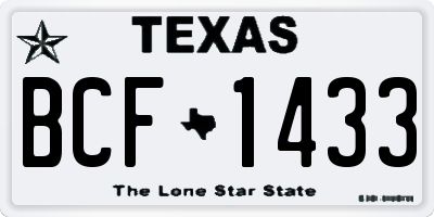 TX license plate BCF1433