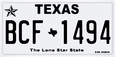 TX license plate BCF1494