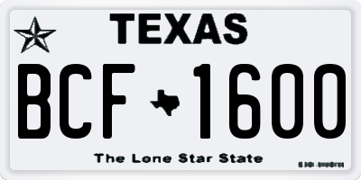 TX license plate BCF1600