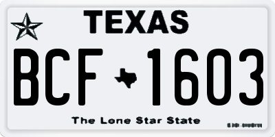 TX license plate BCF1603