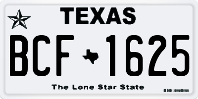 TX license plate BCF1625