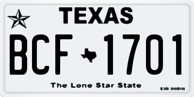 TX license plate BCF1701