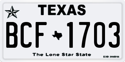 TX license plate BCF1703