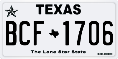 TX license plate BCF1706
