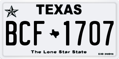 TX license plate BCF1707