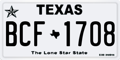 TX license plate BCF1708