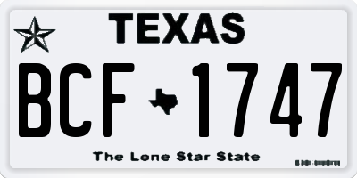 TX license plate BCF1747